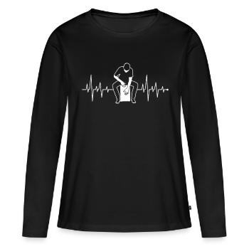 Fréquence cardiaque fréquence cardiaque Cajón Kachon - T-shirt manches longues Premium bio Femme - noir - Devant - Julia (174cm)