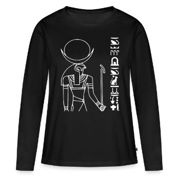Chemise de Dieu de divinité d'Egypte de voyageur - T-shirt manches longues Premium bio Femme - noir - Devant - Julia (174cm)