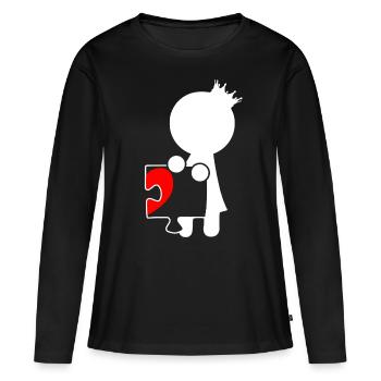 T-shirt de partenariat relation partenaire - T-shirt manches longues Premium bio Femme - noir - Devant - Julia (174cm)