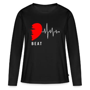 T-shirt de partenariat relation partenaire - T-shirt manches longues Premium bio Femme - noir - Devant - Julia (174cm)