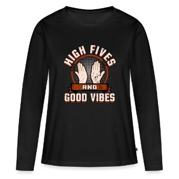 High Five - Frauen Premium Bio Langarmshirt - Schwarz - Vorne - Julia (174cm)