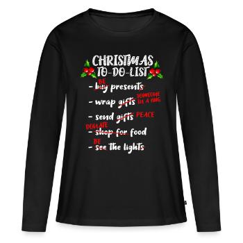 Noël à faire la liste Avent Noël Nicholas - T-shirt manches longues Premium bio Femme - noir - Devant - Julia (174cm)