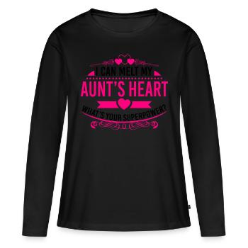 faire fondre le cœur tante - Quelle est votre super pouvoir? - T-shirt manches longues Premium bio Femme - noir - Devant - Julia (174cm)