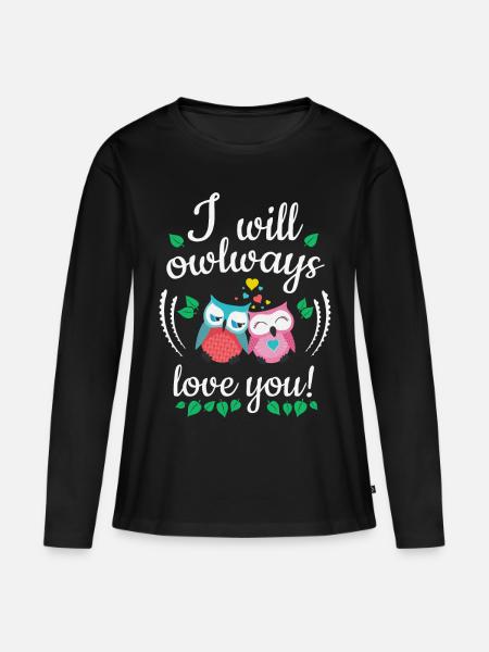I will owlways love you Eulen - Frauen Premium Bio Langarmshirt - Schwarz