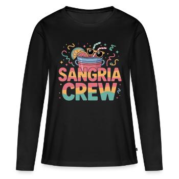 Sangria Crew Malle Fête de groupe Majorque 2025 - T-shirt manches longues Premium bio Femme - noir - Devant - Julia (174cm)
