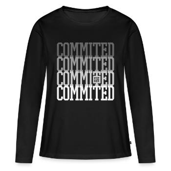 Commited to the WORK, be there you promissed !! - Women's Premium Organic Long Sleeve Shirt - black - Front - Julia (174cm)