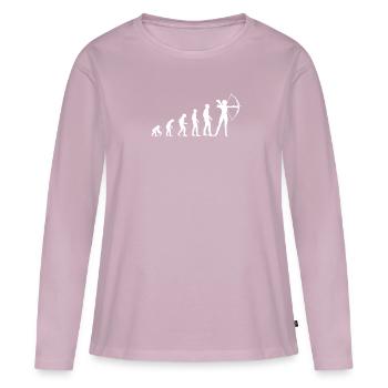 Evolution Bogenschießen - Frauen Premium Bio Langarmshirt - Altrosa - Vorne - Julia (174cm)