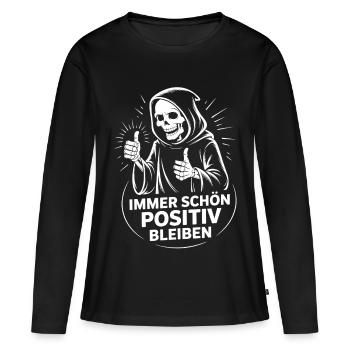 Immer schön positiv Skull Reaper Daumen hoch - Frauen Premium Bio Langarmshirt - Schwarz - Vorne - Julia (174cm)