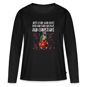 Macaw Christmas Bird Christmas Girl cadeau de Noël - T-shirt manches longues Premium bio Femme - noir - Devant - Julia (174cm)