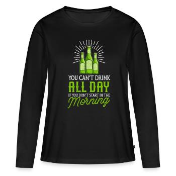 St Patricks Day Irish Ireland Drunk Beer Paddy - Frauen Premium Bio Langarmshirt - Schwarz - Vorne - Julia (174cm)