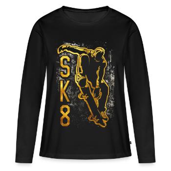 Skater Gold | SK8 | Skate | Skateboard - Women's Premium Organic Long Sleeve Shirt - black - Front - Julia (174cm)