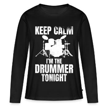 Je suis le batteur ce soir - T-shirt manches longues Premium bio Femme - noir - Devant - Julia (174cm)