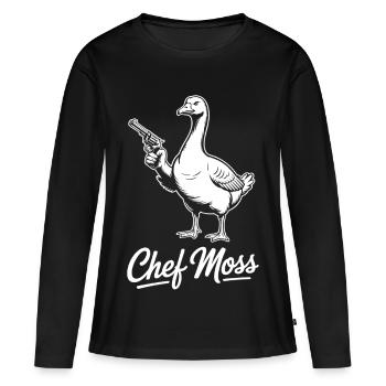 Cheffmoss Gans mit Pistole für starke Frauen - Frauen Premium Bio Langarmshirt - Schwarz - Vorne - Julia (174cm)