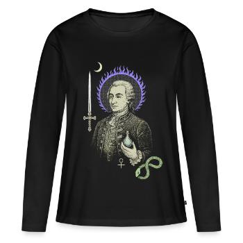 Saint-Germain - T-shirt manches longues Premium bio Femme - noir - Devant - Julia (174cm)
