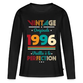 1996 – Vintage – Perfekt gereift - Frauen Premium Bio Langarmshirt - Schwarz - Vorne - Julia (174cm)