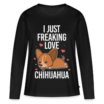 Ich liebe einfach Chihuahuas - Frauen Premium Bio Langarmshirt - Schwarz - Vorne - Julia (174cm)