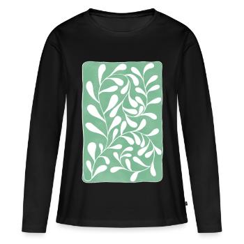 Eukalyptusblätter - Frauen Premium Bio Langarmshirt - Schwarz - Vorne - Julia (174cm)