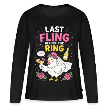 Dernière aventure avant la Ring, poule poule - T-shirt manches longues Premium bio Femme - noir - Devant - Julia (174cm)