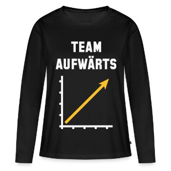 Team Aufwärts (Erfolg / Fortschritt / NEG Gold 2C) - Frauen Premium Bio Langarmshirt - Schwarz - Vorne - Julia (174cm)
