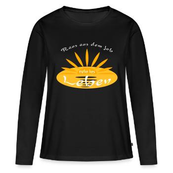 Raus aus dem Job, rein ins Leben - Frauen Premium Bio Langarmshirt - Schwarz - Vorne - Julia (174cm)