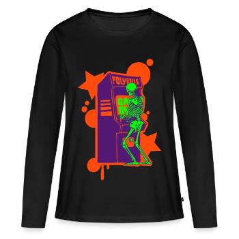 Salut-score fou Neon - T-shirt manches longues Premium bio Femme - noir - Devant - Julia (174cm)