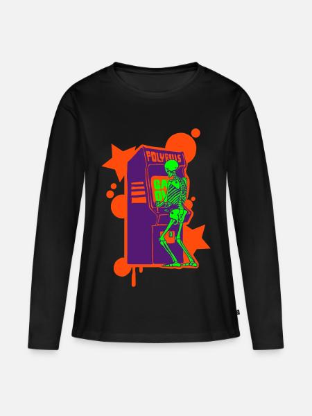 Hallo-Score Verrückte Neon - Frauen Premium Bio Langarmshirt - Schwarz