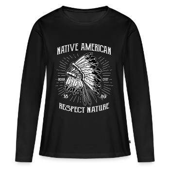 INDIEN - shirt design indien - T-shirt manches longues Premium bio Femme - noir - Devant - Julia (174cm)