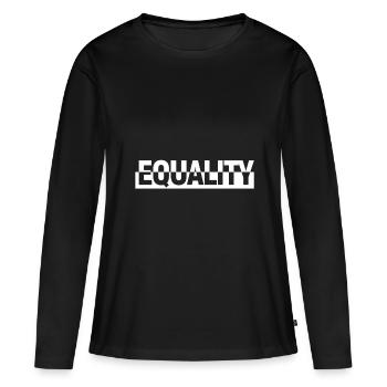 ÉGALITÉ Égalité Émancipation - T-shirt manches longues Premium bio Femme - noir - Devant - Julia (174cm)