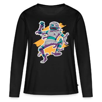Creepy Funny Mummy Halloween Design Adulte - T-shirt manches longues Premium bio Femme - noir - Devant - Julia (174cm)