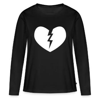 Cœur brisé - T-shirt manches longues Premium bio Femme - noir - Devant - Julia (174cm)