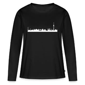 Conception graphique de vecteur subtile de skyline de Berlin - T-shirt manches longues Premium bio Femme - noir - Devant - Julia (174cm)