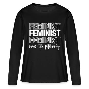 Feminist - Smash The Patriarchy - T-shirt manches longues Premium bio Femme - noir - Devant - Julia (174cm)
