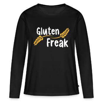 Gluten Freak - T-shirt manches longues Premium bio Femme - noir - Devant - Julia (174cm)