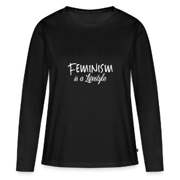 féminisme - T-shirt manches longues Premium bio Femme - noir - Devant - Julia (174cm)