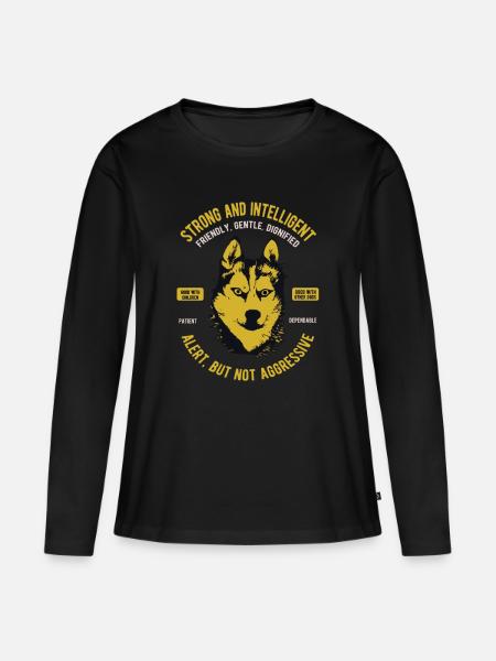 Siberian Husky - Frauen Premium Bio Langarmshirt - Schwarz
