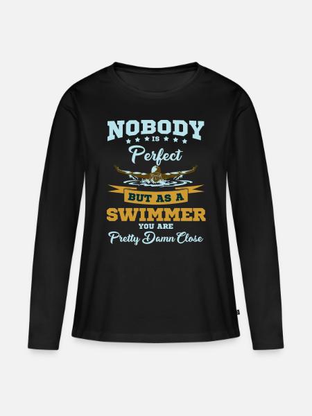 Schwimmer Schwimmen Schwimmsport Sport Geschenk - Frauen Premium Bio Langarmshirt - Schwarz