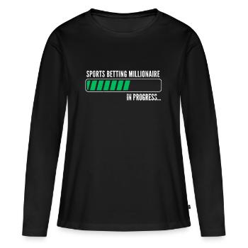 Paris sportifs Millionaire Sports paris Money Progress - T-shirt manches longues Premium bio Femme - noir - Devant - Julia (174cm)