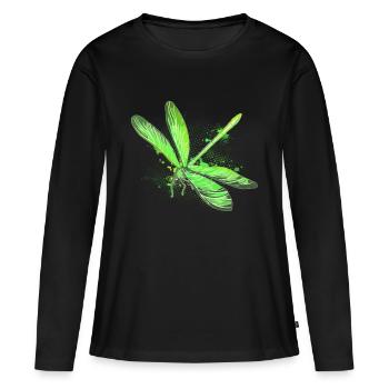 Libelle - Frauen Premium Bio Langarmshirt - Schwarz - Vorne - Julia (174cm)