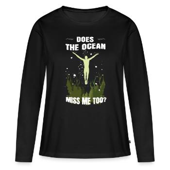 océan - T-shirt manches longues Premium bio Femme - noir - Devant - Julia (174cm)