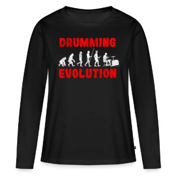 Evolution du batteur - T-shirt manches longues Premium bio Femme - noir - Devant - Julia (174cm)