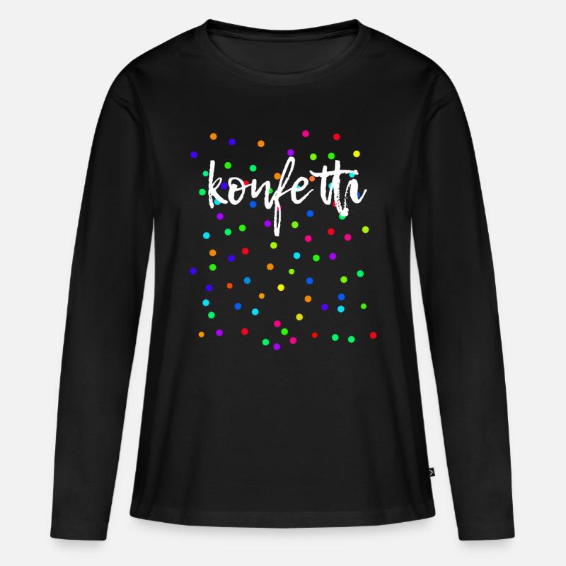 Konfetti Fasching Karneval Bunt - Frauen Premium Bio Langarmshirt - Schwarz
