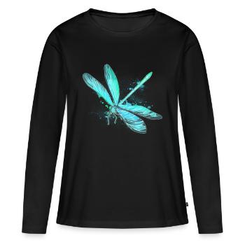 Etang à insectes libellule étang - T-shirt manches longues Premium bio Femme - noir - Devant - Julia (174cm)