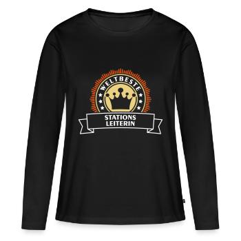 Stationsleiterin Beruf - Geschenk - Frauen Premium Bio Langarmshirt - Schwarz - Vorne - Julia (174cm)