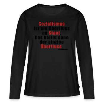 Überfluss an Staat Baader - Frauen Premium Bio Langarmshirt - Schwarz - Vorne - Julia (174cm)