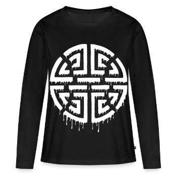 Graffiti eines roten Labyrinths - Frauen Premium Bio Langarmshirt - Schwarz - Vorne - Julia (174cm)