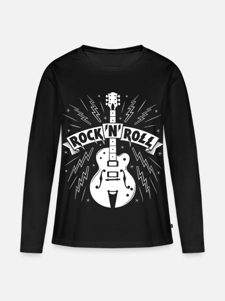 Bannière Rock’N’Roll avec guitare - T-shirt manches longues Premium bio Femme - noir