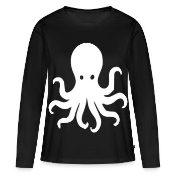 Silhouette minimaliste de pieuvre - T-shirt manches longues Premium bio Femme - noir - Devant - Julia (174cm)