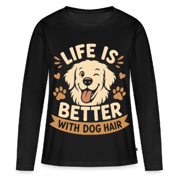 La vie est meilleure avec un golden retriever aux poils de chien - T-shirt manches longues Premium bio Femme - noir - Devant - Julia (174cm)