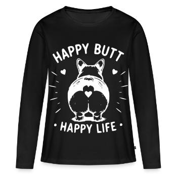 Silhouette joyeuse de fesses de chien - T-shirt manches longues Premium bio Femme - noir - Devant - Julia (174cm)
