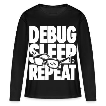 Programmeur de répétition en sommeil de débogage - T-shirt manches longues Premium bio Femme - noir - Devant - Julia (174cm)